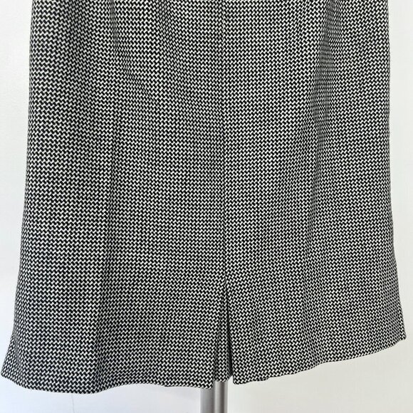 dibari Wool Blend Black White Tweed Over the Knee Pleated Hem Midi Skirt Sz 6 - Picture 9 of 13